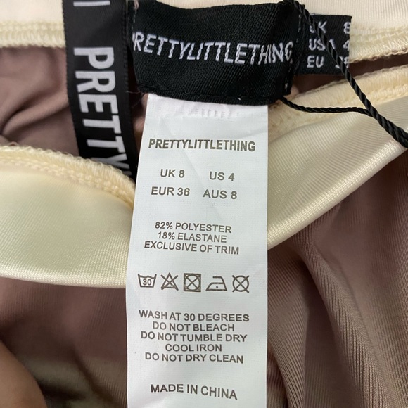 PRETTYLITTLETHING taupe white stripe leggings S(4) - Picture 2 of 2